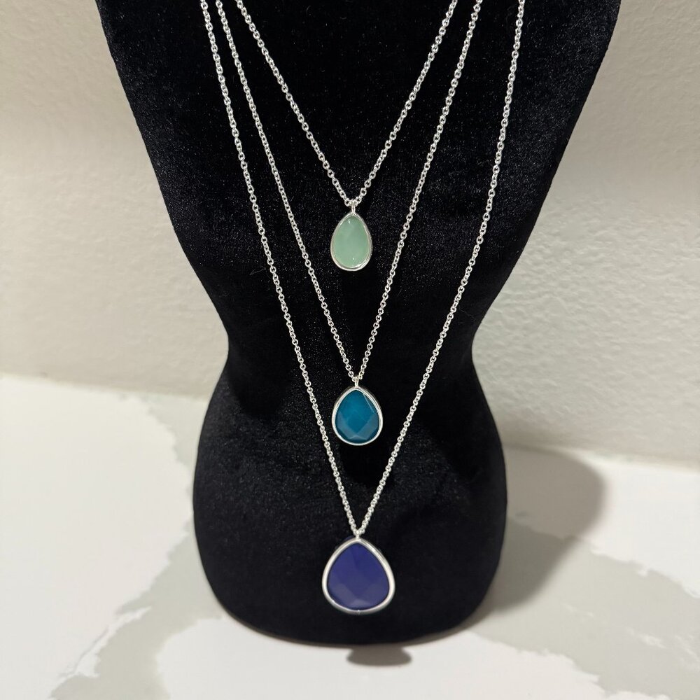 New Chloe + Isabel Silver Blue Minaret Three-Row Convertible Necklace